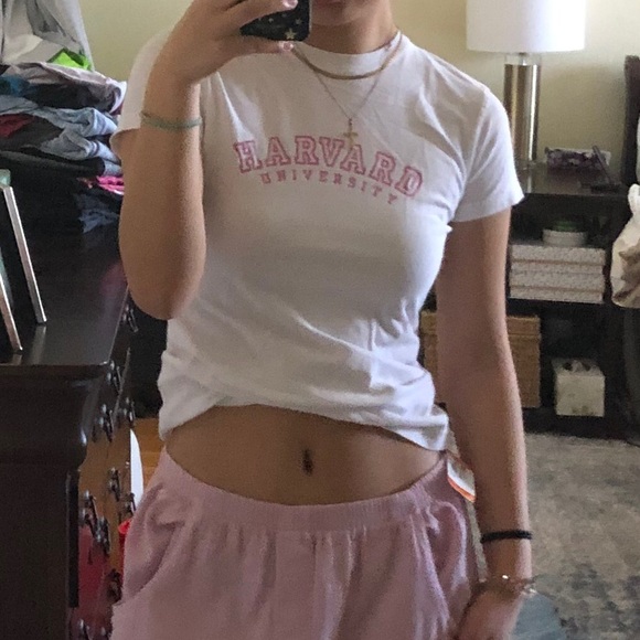 SOLD y2k glittery pink Harvard logo baby tee - Picture 3 of 3